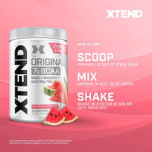 XTEND Original BCAA Powder Watermelon Explosion - Sugar Free Post Workout Muscle Recovery Drink with Amino Acids - 7G Bcaas for Men & Women - 30 Servings