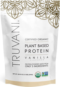 Truvani Organic Vegan Protein Powder 670g of Plant Based Protein, Organic Protein Powder, Pea Protein for Women and Men, Vegan, Non GMO, Gluten Free, Dairy Free