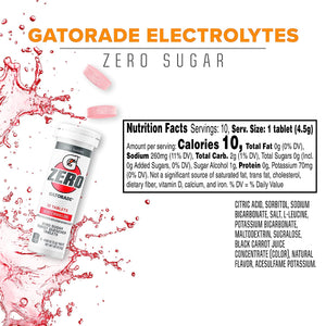 Zero Tablets: Zero Sugar, All the Electrolytes, Watermelon, 10 Count (Pack of 8)​