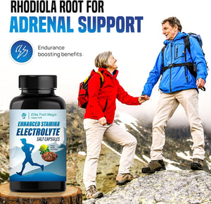 Enhanced Stamina and Endurance Electrolytes Salt Capsules Cordyceps Mushroom and Rhodiola Root for Trail Running Performance Ultra Racing Cycling and Daily Keto Supplement