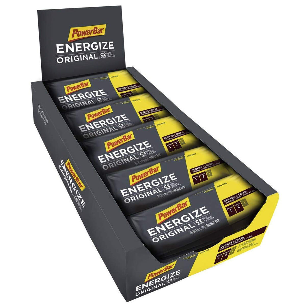 Energize Original – ‘The Original’ Energy Bar for Endurance & Team Sports Athletes – Fueling Champions for 30+ Years: 25 X 55G Bars - Cookies & Cream