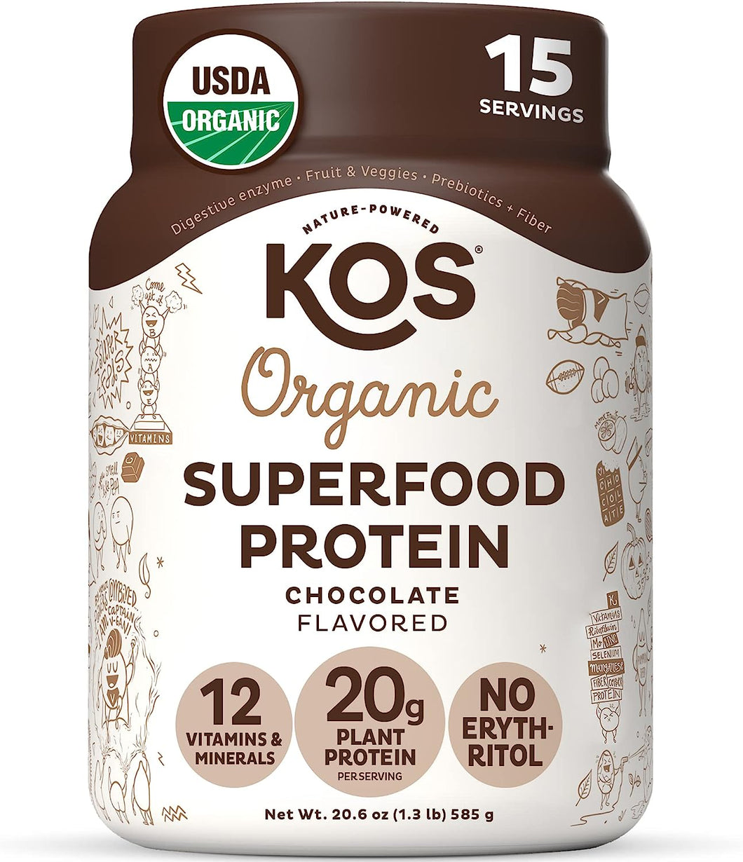 Plant Based Protein Powder, Chocolate USDA Organic - Low Carb Pea Protein Blend, Vegan Superfood with Vitamins & Minerals - Keto, Soy, Dairy Free - Meal Replacement for Women & Men - 15 Servings