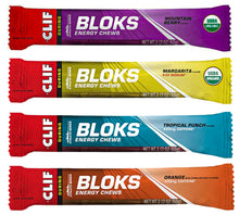 Energy Chews - CLIF BLOKS - 4 Flavor Variety Pack - Mountain Berry - Margarita - Tropical Punch - Orange - Non-Gmo - Plant Based Food - Fast Fuel for Cycling and Running (2.1 Ounce Packet, 4 Count)