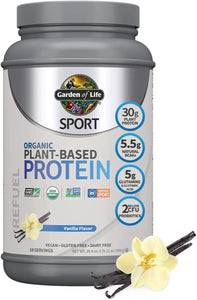 Organic Vegan Sport Protein Powder, Vanilla - Probiotics, Bcaas, 30G Plant Protein for Premium Post Workout Recovery - NSF Certified, Keto, Gluten & Dairy Free, Non GMO 19 Servings