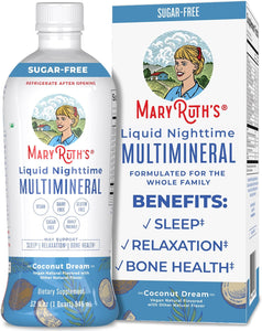 Nighttime Liquid Multimineral Sleep Supplement | Sugar Free | Calm Magnesium Citrate Sleep | NO Melatonin | Calcium Magnesium Zinc | Available in 4 Flavors | Vegan | Gluten Free | 32 Servings