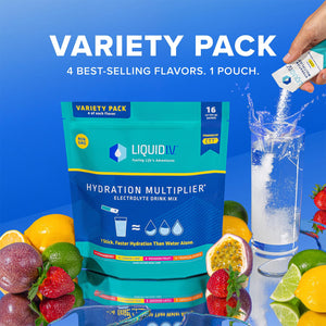 Hydration Multiplier Variety Pack – Lemon Lime, Passion Fruit, Strawberry, Tropical Punch - Hydration Powder Packets | Electrolyte Drink Mix | 16 Sticks