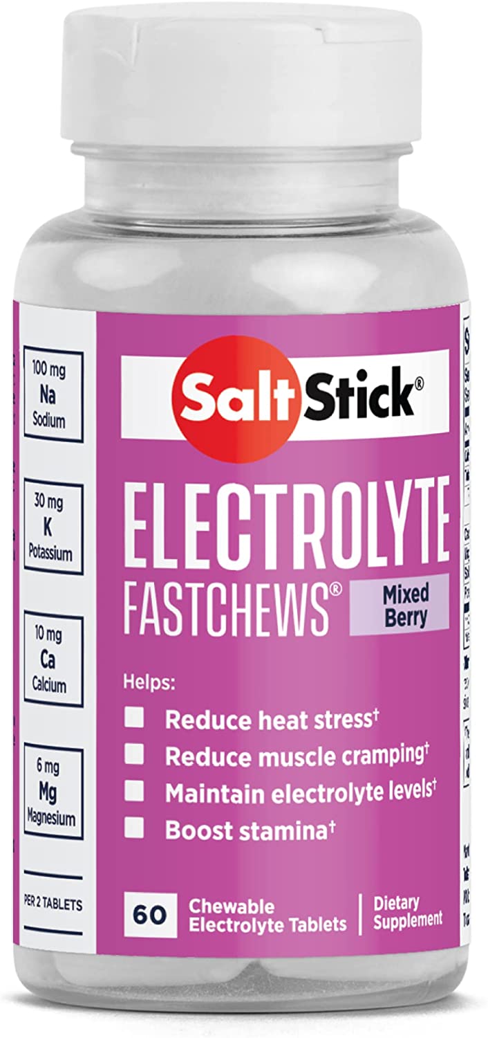 SaltStick FastChews, Electrolyte Replacement Tablets for Rehydration, Exercise, Hiking & Sports Recovery, Bottle of 60 FastChews Tablets, Mixed Berry