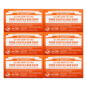 Dr. Bronner's - Pure-Castile Bar Soap (5 ounce, 6-Pack) - Made with Organic Oils, For Face, Body, Hair & Dandruff, Gentle on Acne-Prone Skin, Biodegradable, Vegan, Non-GMO