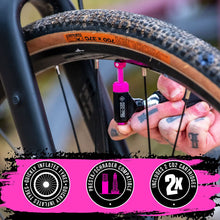 Muc Off 20116 CO2 Inflator Kit, Road - Presta and Shrader Compatible CO2 Bike Pump - Bike Tyre Inflator with CO2 Cartridges for Road Bikes, Black/Pink
