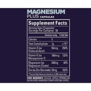 GU Energy Roctane Magnesium Plus Capsules with Vitamin K, D and Zinc
