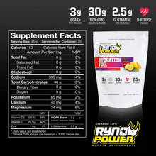 Ryno Power Hydration Fuel - Advanced Electrolyte Formula + BCAA's - Gluten Free - Sustained Energy and Muscle Recovery