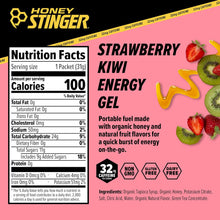 Strawberry Kiwi Energy Gel | Caffeinated & Gluten Free with Organic Honey | for Exercise, Running and Performance | Sports Nutrition for Home & Gym, Pre and Mid Workout | 24 Pack