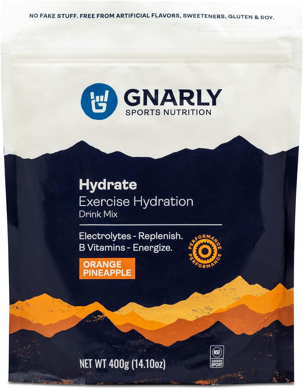 , Hydrate Electrolyte Powder with B Vitamins and Trace Minerals to Support Workouts, Orange Pineapple, 40 Servings