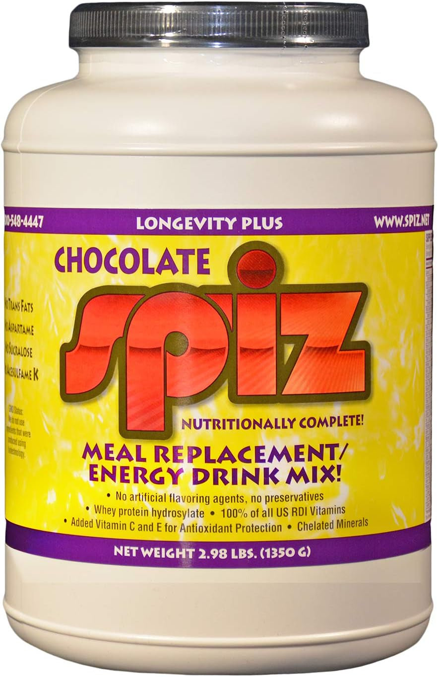 SPIZ Chocolate | SPIZ Energy Drink/Meal Replacement. 508 Calories/Serving, Electrolytes,Vitamins, Minerals, Hydrolyzed Whey Protein. No Caffeine, No Artificial Sweeteners, No Preservatives. 2.98 P