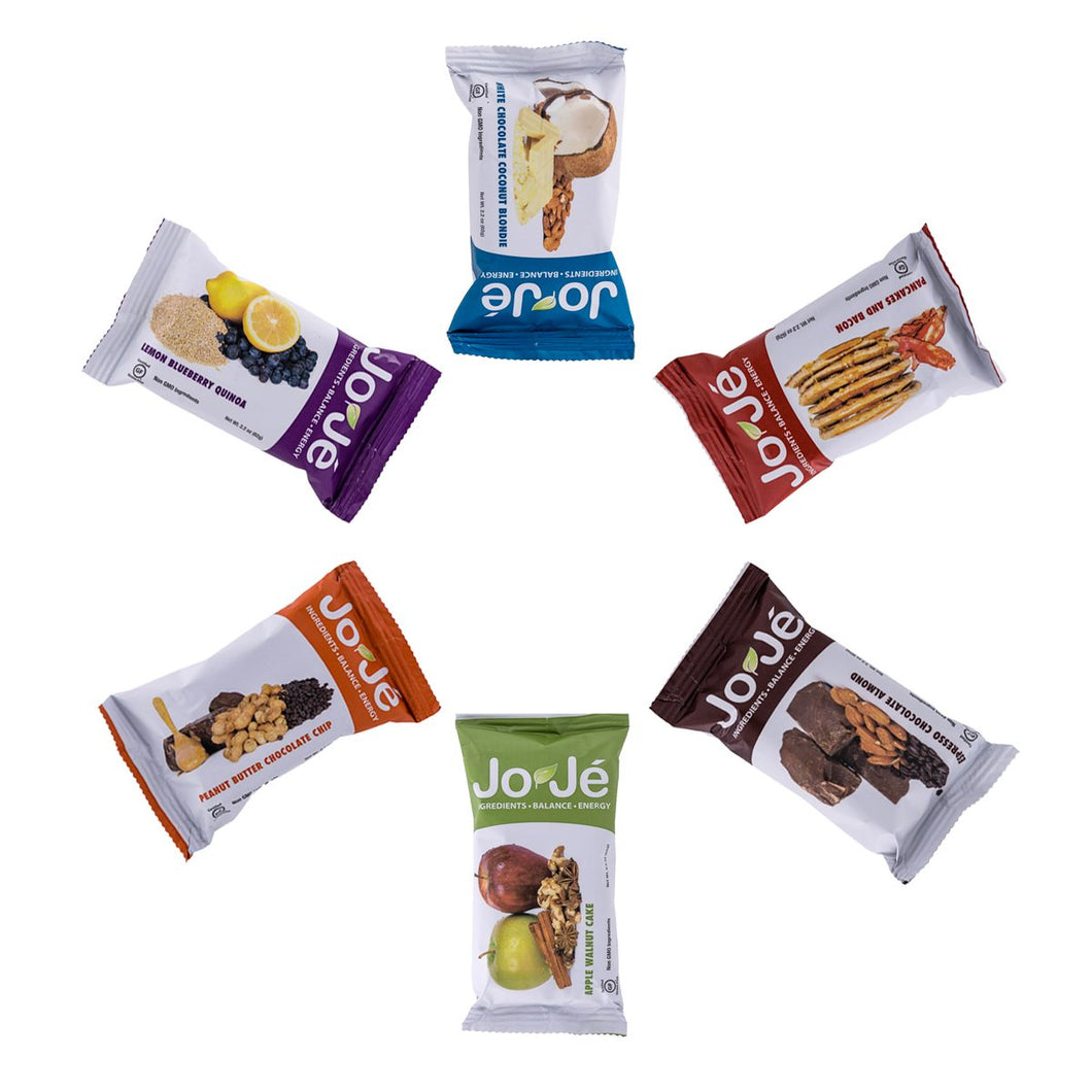 JoJe´ Bars, Gluten Free Energy Bars Made With Delicious, Whole-Food, Non-GMO Ingredients, 1 Box of 12 Bars, Mixed Flavors