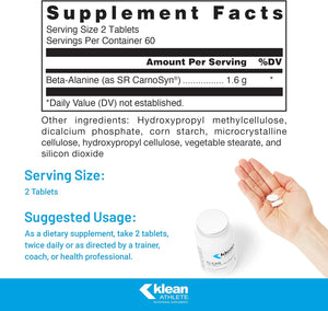 Klean SR Beta-Alanine (Sustained Release) | Delays Fatigue, Supports Muscle Endurance | 120 Tablets