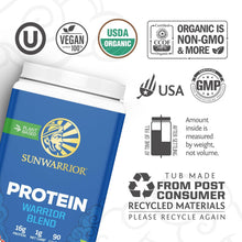 Vegan Organic Protein Powder Plant-Based | BCAA Amino Acids Hemp Seed Soy Free Dairy Free Gluten Free Synthetic Free Non-Gmo | Berry 30 Servings | Warrior Blend