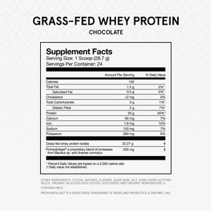 Essential Grass-Fed Whey Protein Isolate, 24 Servings per Pouch for Essential Everyday Use, Gluten-Free, NSF Certified (Chocolate)