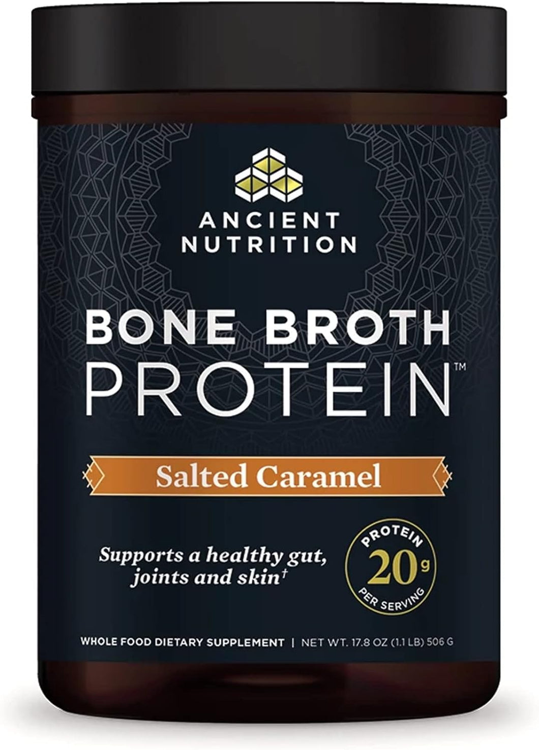 Bone Broth Protein Powder, Salted Caramel, 19G Protein per Serving, Beef, Supports Healthy Skin, Gut Health, Joint Supplement, Gluten Free, Paleo and Keto Friendly, 20 Servings