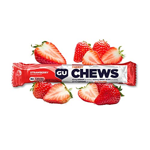 GU Energy Chews Double-Serving Sleeve, 18-Count, Strawberry
