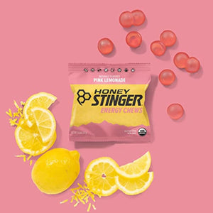 Organic Pink Lemonade Energy Chew | Gluten Free & Caffeine Free | for Exercise, Running and Performance | Sports Nutrition for Home & Gym, Pre and Mid Workout | 12 Pack, 21.6 Ounce