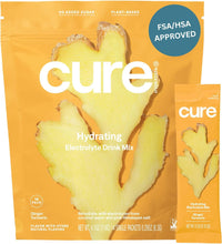 Cure Hydrating Electrolyte Mix | Powder for Dehydration Relief | FSA & HSA Eligible | Made with Coconut Water | No Added Sugar | Vegan | Paleo Friendly | Pouch of 14 Packets - Ginger Turmeric